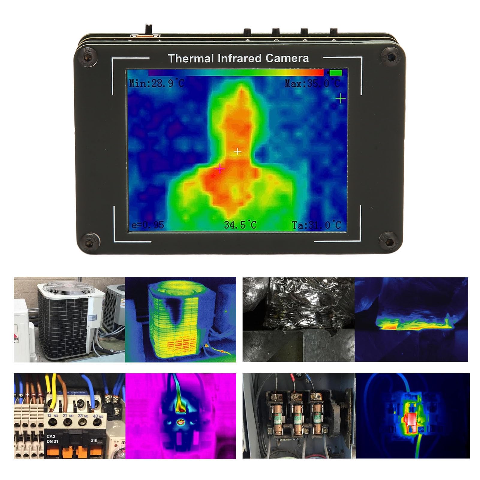 Wärmebildkamera, 3,4 Zoll 240 X 320 LCD-Display, Infrarot-Wärmebildkamera mit Einem Bereich von -104 °F Bis 716 °F, 55°×35° Sichtfeld, Wiederaufladbare Tragbare Wärmebildkamera