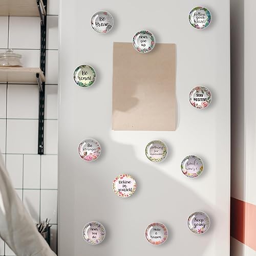 Miniatura 4 de Imanes de frigorífico con cita motivacional, 12 unidades, imán magnético fuerte para refrigerador, calcomanías de cristal para nevera, decoración