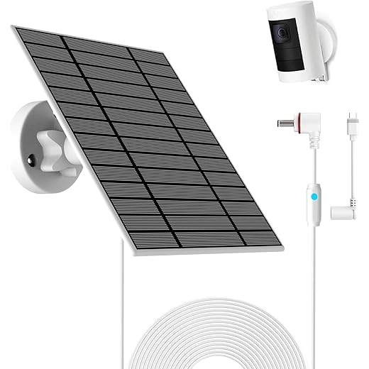 6W Solar Panel Compatible with Ring Spotlight Cam Plus/Pro and Stick Up Cam Battery, Solar Power Charger for Ring Cam with Indicator Light,13ft Cable IP66 Solar Panel USB-C and DC3.5mm Ports