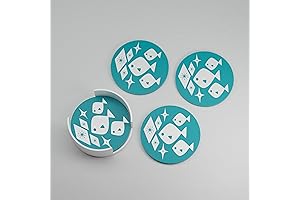 Atomic Fish Coaster Set: Mid Century Modern Style with Retro Flair