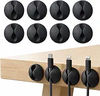 Kit com 8 unid. Organizador de Cabos e Fios Adesivo de Silicone – Clips Fixadores de Fios para Mesa, Home Office e Cabeceira – Suporte para Cabos USB, Carregadores e Fones - IstoSim (8, Preto)