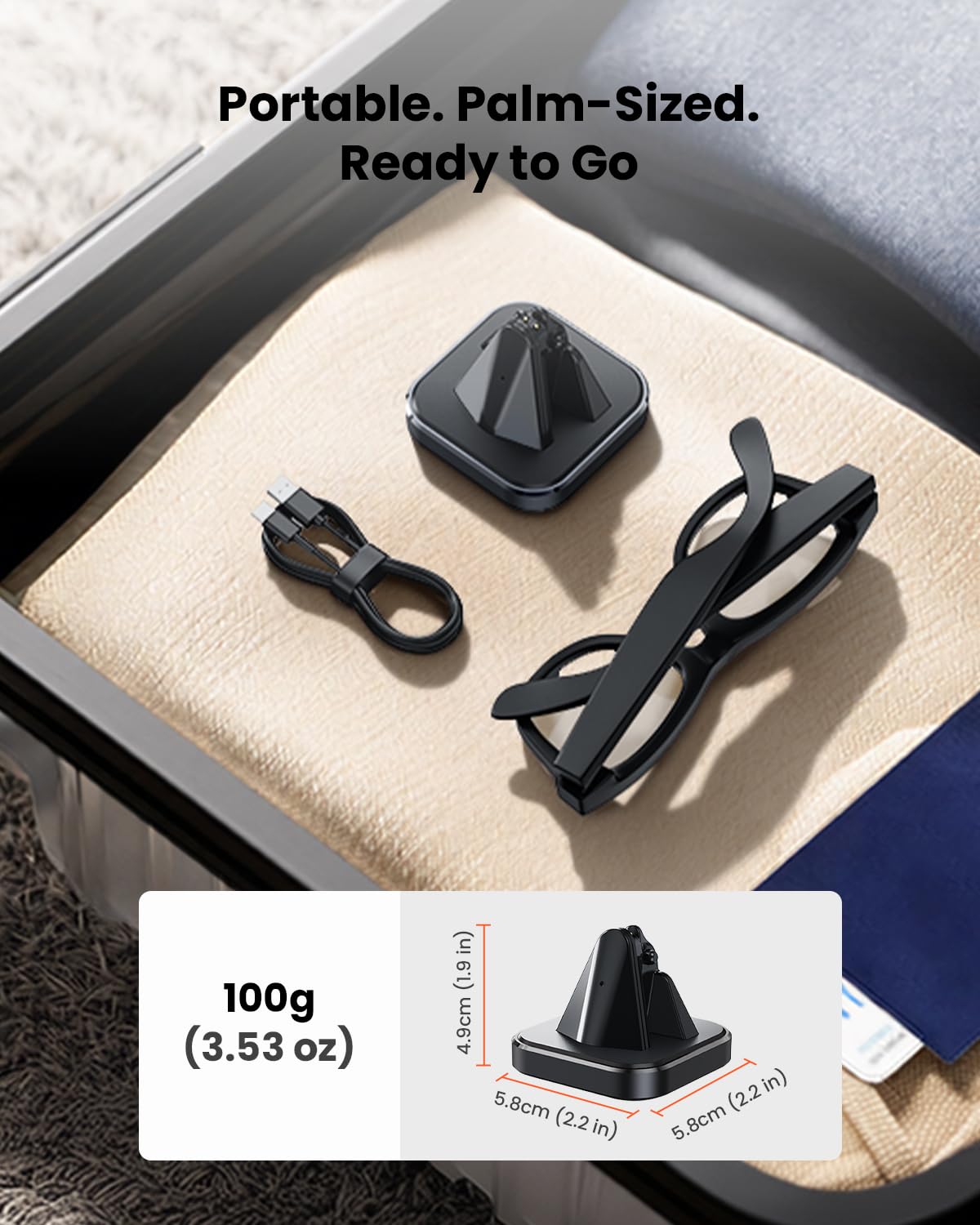 GEEKERA Tragbarer Ladeständer für Ray-Ban Meta Smart Glasses (Gen 1 & 2) – Wayfarer & Skyler, RayBan Meta Zubehör, Schwarz