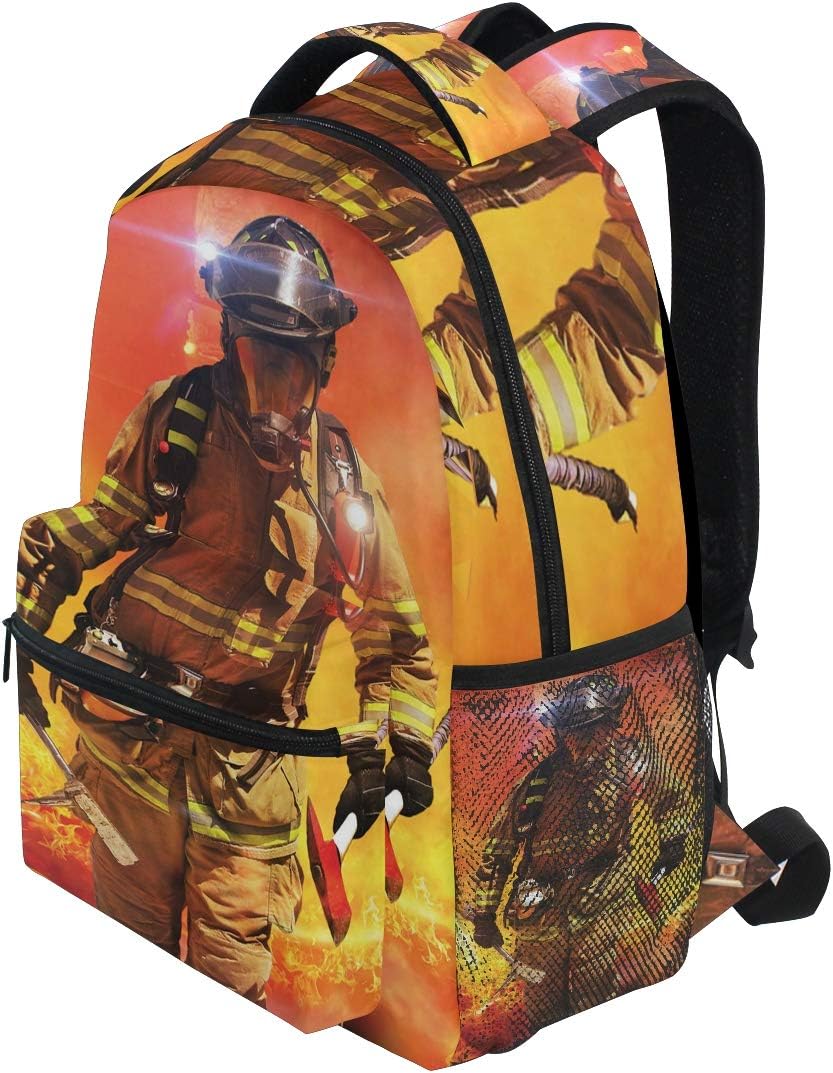 KVMV Firefighter Figure in A Building On Searching for Survivors Emergency Services Lightweight School Backpack Students College Bag Travel Hiking Camping Bags