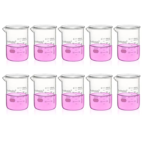 Miniatura 8 de LVAC002 - Juego de vasos de vidrio resistente, 10 piezas de vol.5.1 fl oz de pared gruesa, 3.3 Boro Griffin de baja forma con doble escala impresa