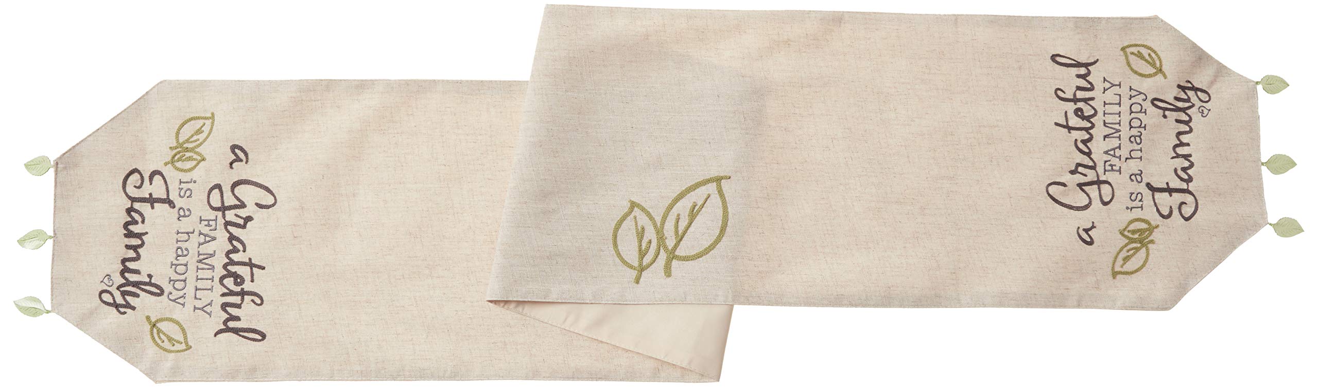Chemin de table Precious Moments en polyester crème et vert pour repas élégants