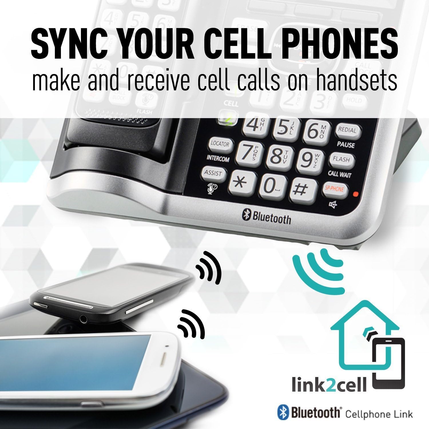 Panasonic KX-TGF575S Plus One KX-TGFA51B Handset Link2Cell BluetoothCordless Phone with Voice Assist and Answering Machine - 6 Handsets (Renewed)