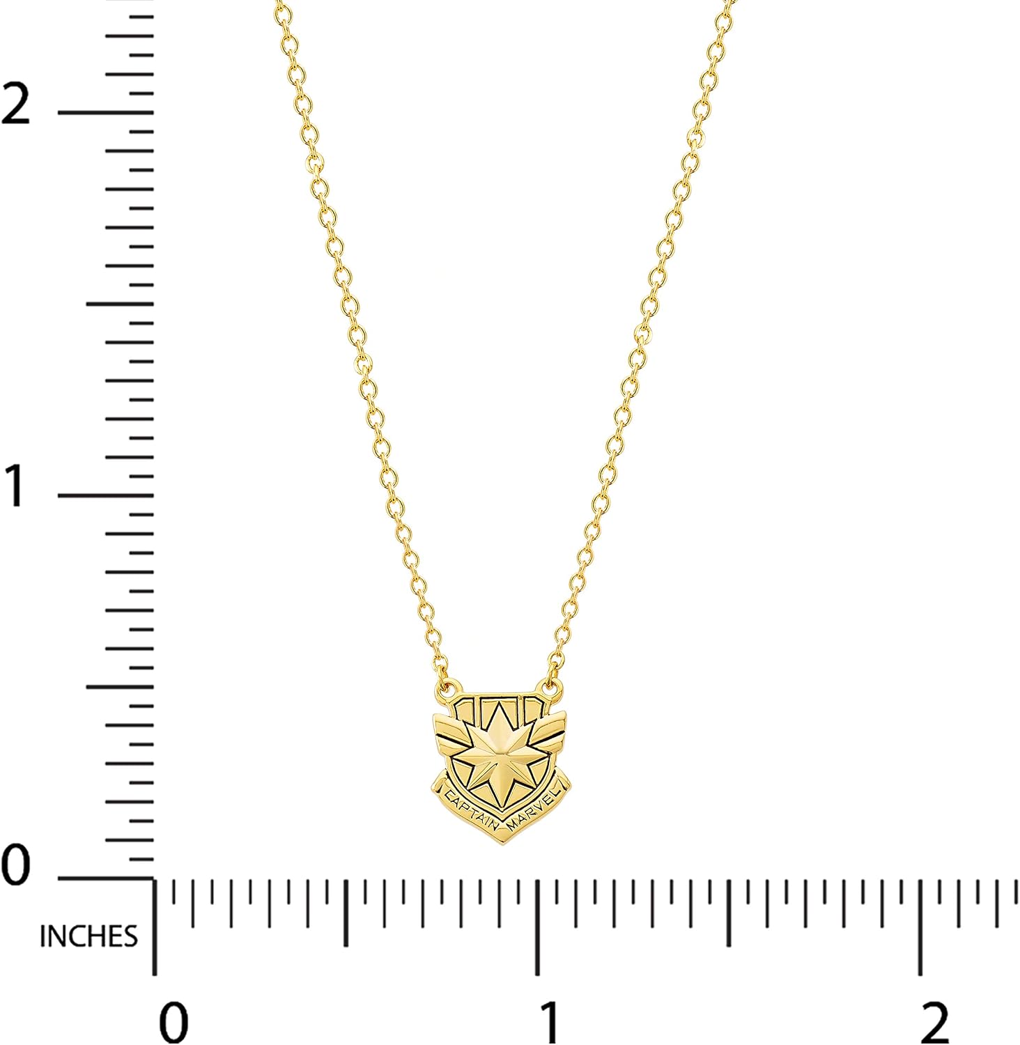 Marvel Captain Shield Yellow Flash Plated Necklace, 18" chain