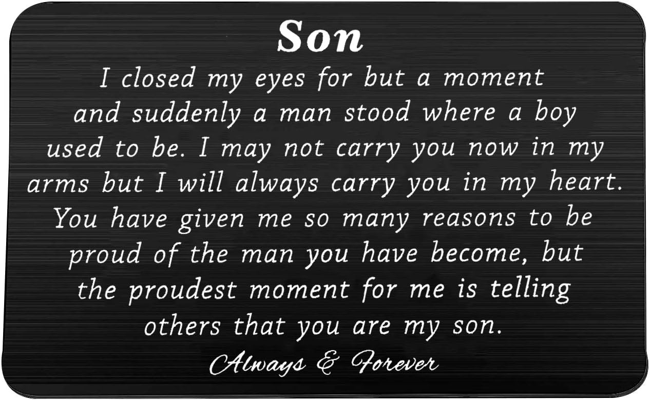 PLITI to My Son Wallet Card Proud of You Gifts I Closed My Eyes for A Moment Engraved Wallet Card for Son for Men
