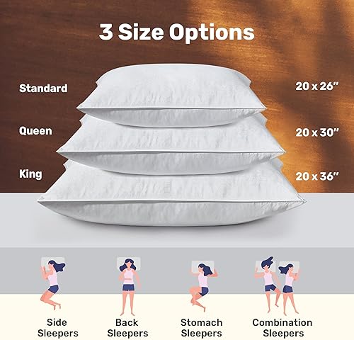 Miniatura 5 de UNIKOME Almohadas de cama suaves para dormir, almohadas de plumas de ganso de la colección de hotel, tamaño King de 2, almohadas con relieve cúbico