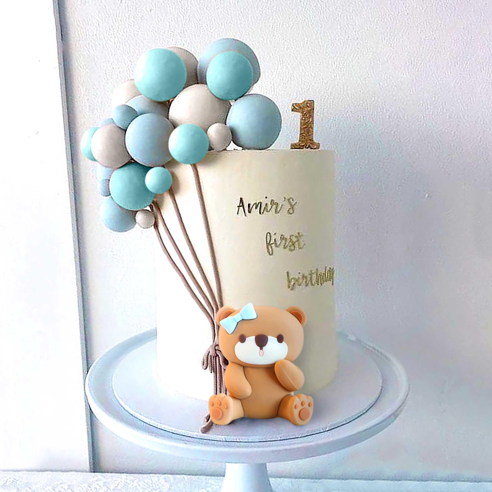 Décorations de gâteau en forme de mini ours – Lettres de bébé avec boules dorées, roses et blanches pour fête d'anniversaire de fille et fête prénatale (bébé rose