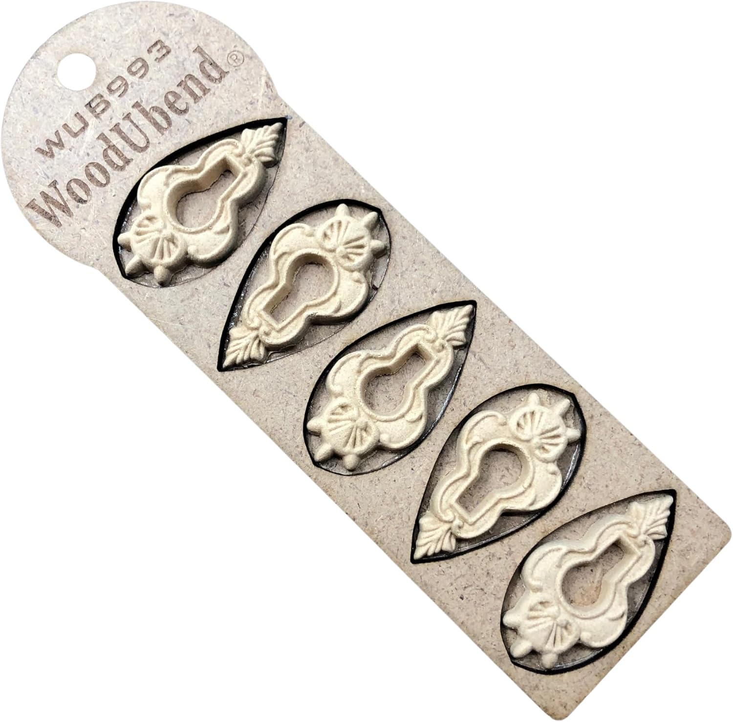 WoodUbend WUB0993 Keyhole Appliques - Heat Bendable & Flexible Wood Onlays 4.7x2.5cm - DIY Craft, Furniture & Home Decor - Easy to Apply & Paint - Versatile, Reusable & Decorative Decals (5 Pack)