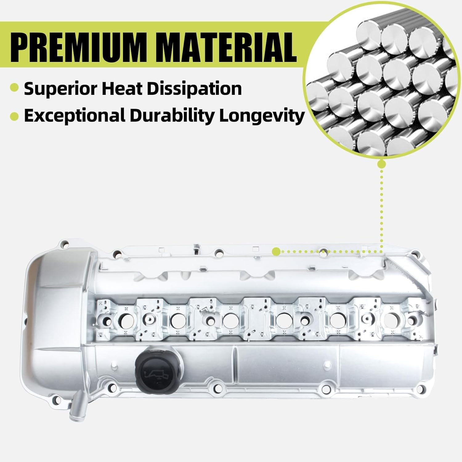 Aluminum Valve Cover Compatible with BMW 320i 323i 323ti 323ci 325i 325xi 328ci 328i 330ci 330i 330xi 525i 530i x5 z3 2.5L 2.8L 3.0L L6 1999-2002 Replace 11121432928 11121437395