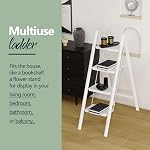 WOA WOA 4 Step Ladder, Folding Step Stool with Wide Pedals, Sturdy Steel Ladders with Anti-Slip Feet, Compact Kitchen Stepping Stool, Supports up to 330 lbs - White