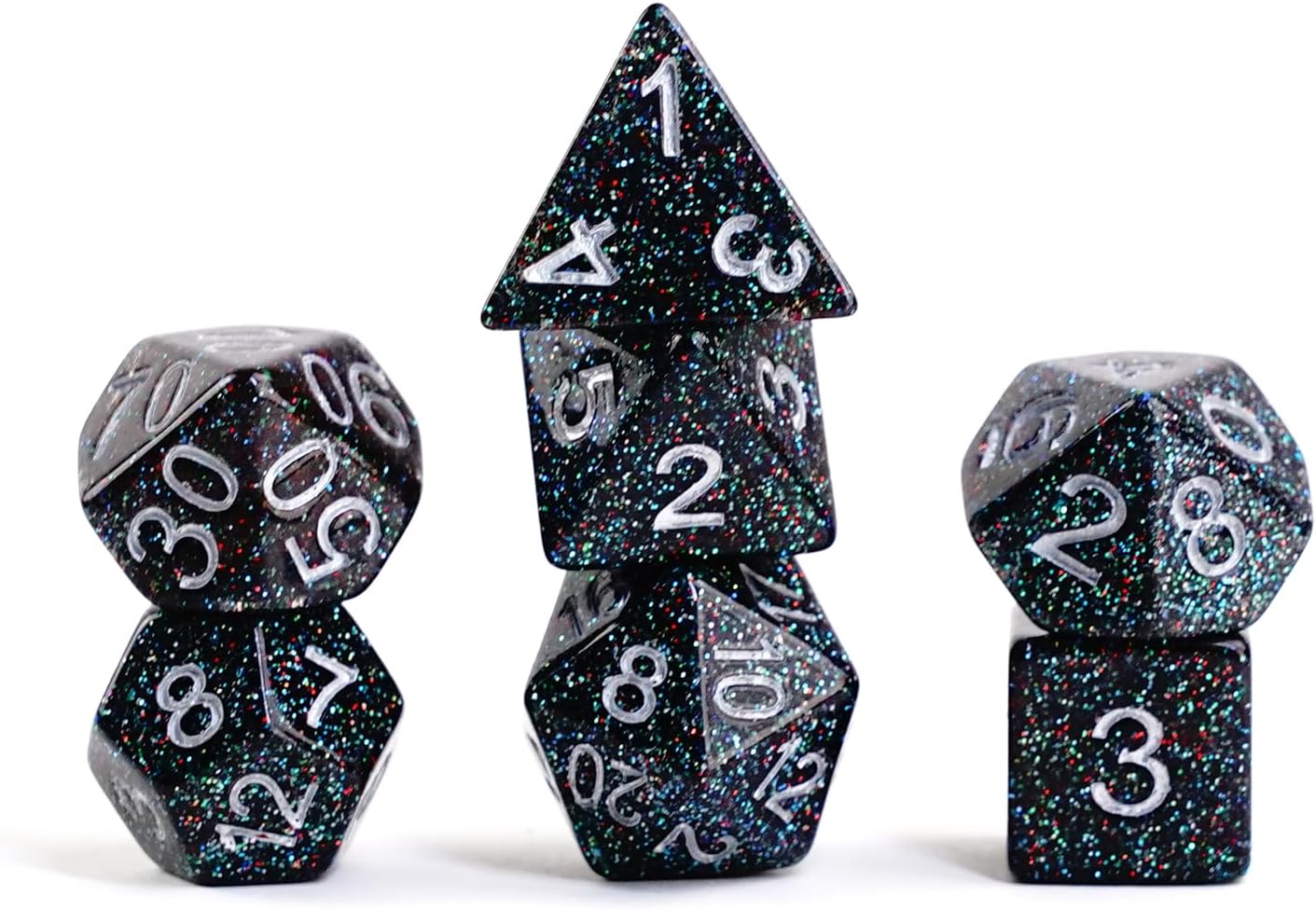 FanRoll 16mm Resin Poly DND Dice Set: Astro Mica, Role Playing Game Dice for Dungeons and Dragons
