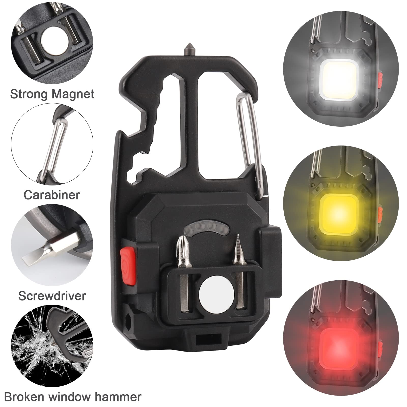 GIGIIS Mini Lampe De Travail Portable 7 Modes Porte-clés Lampe De Poche