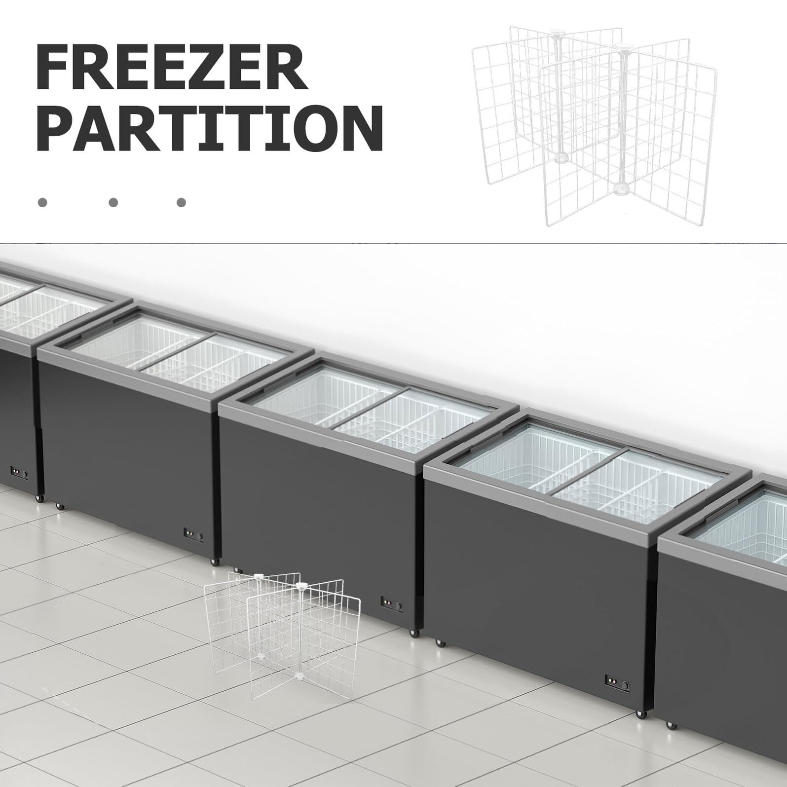 Separador Metálico para Congelador de 6 Rejillas Estante Divisor de Hierro Resistente 61X41X32 CM para Organización de Alimentos en Refrigerador y Despensa Doméstica