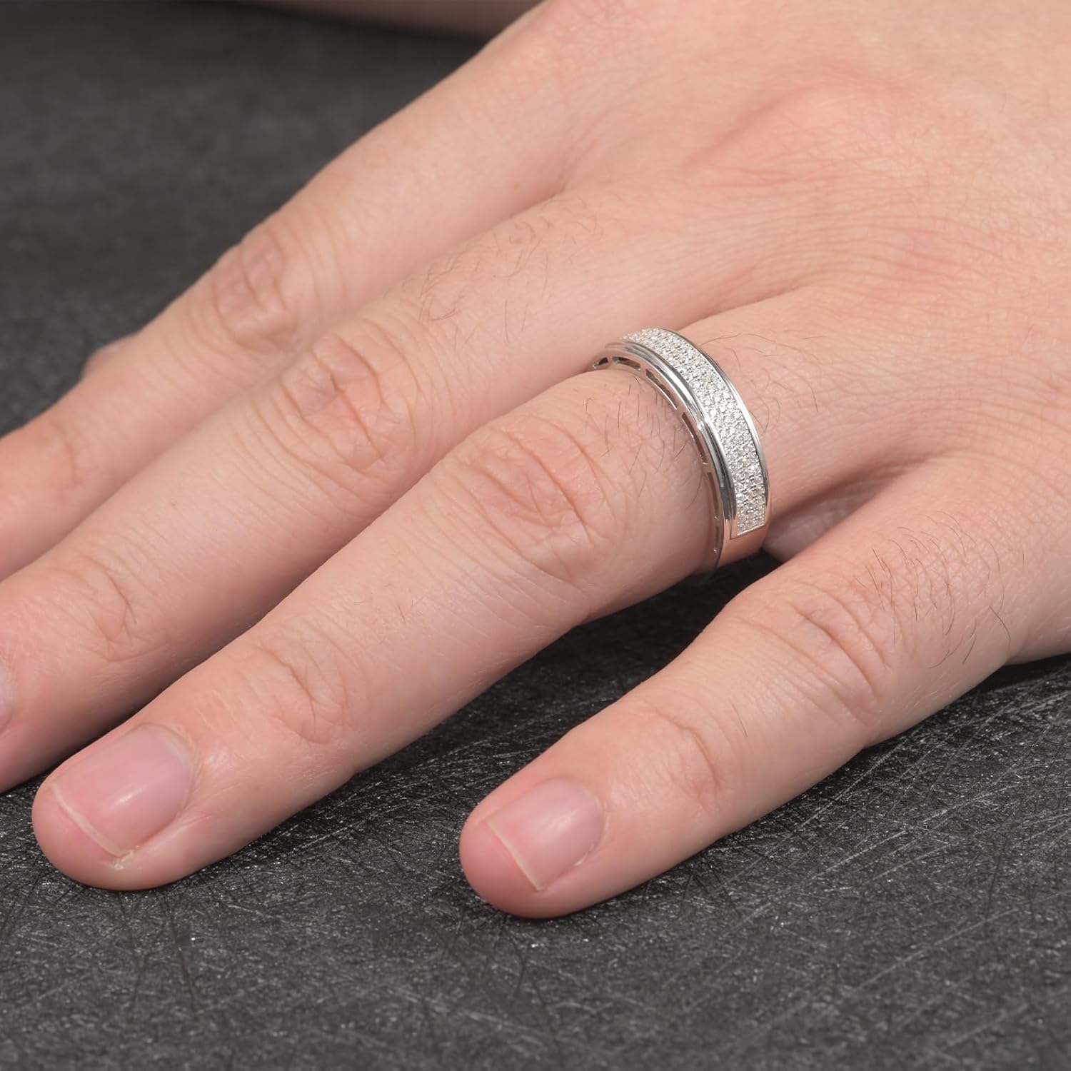 Wedding Rings For Men 925 Sterling Silver Rings Men'S Hip Hop Anniversary Wedding Band Gifts For Men Gold Plated 1ct Micro Pave Cubic Zirconia - Image 4