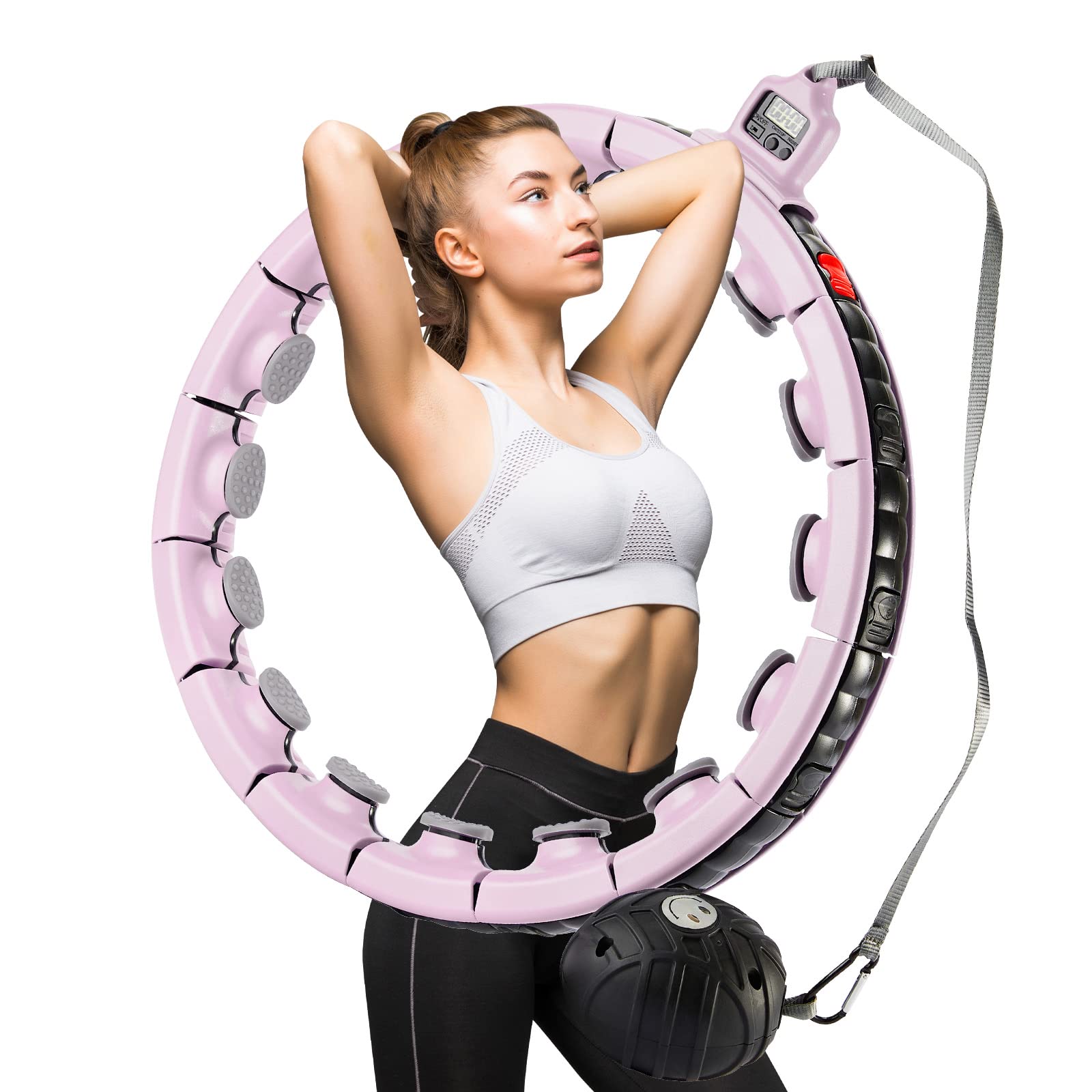 TOPLUS Smart Hula Hoop Fitness Reifen Verstellbare Hula Hoop mit Schwerkraft Ball, 360°Surround Massage Hoop für Erwachsene, Kinder und Anfänger