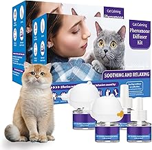 VICSOM 6 in 1 Pheromone Diffuser Kit for Cats, 120 Days Calming for Cats, Pheromones Cat Diffuser for Long-Lasting Relaxation, Anxiety and Stress Relief (2 Diffuser + 4 x 48 ml Refills)