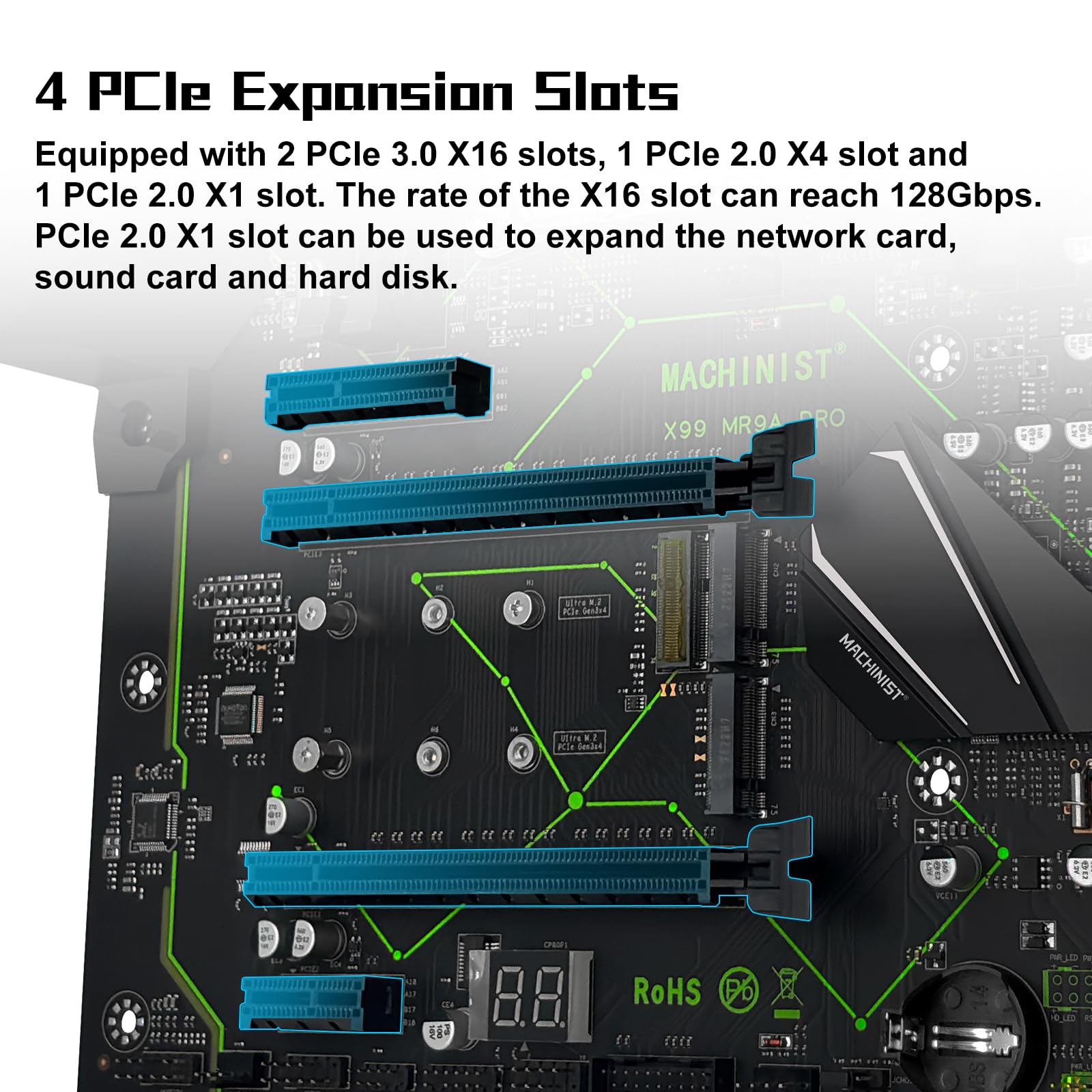 MACHINIST LGA 2011-V3 ATX Motherboard, X99 Gaming Motherboard with Self-Check Card (Intel 5th/6th Gen, PCIe 3.0, Dual M.2 Slots, DDR4, SATA 6Gb/s, USB3.0) for Intel XEON E5 V3/V4, Core i7 Series