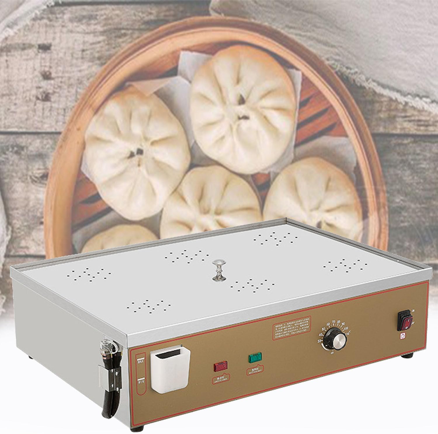 Electric Dim Sum Steamer,Commercial Electric Steamer,30-110℃ Constant Temperature Adjustment,Dry Boiling Alarm,for Home Store Buffet Restaurant 6holes