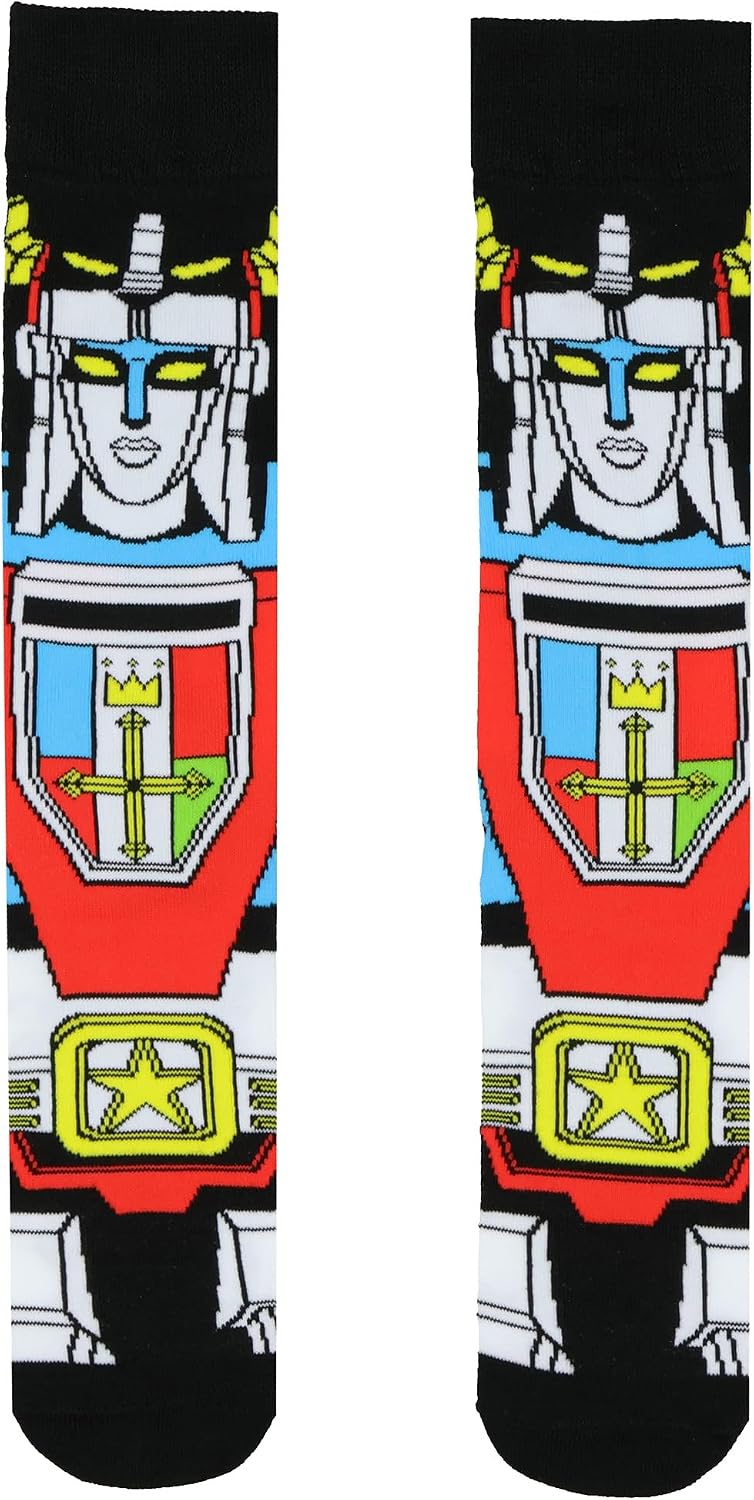 Voltron Socks Men's Legendary Defender Robot Lions Mechs Adult Mid-Calf Classic Fit Crew Socks 2 Pairs (Fits Shoe Size 6-10)