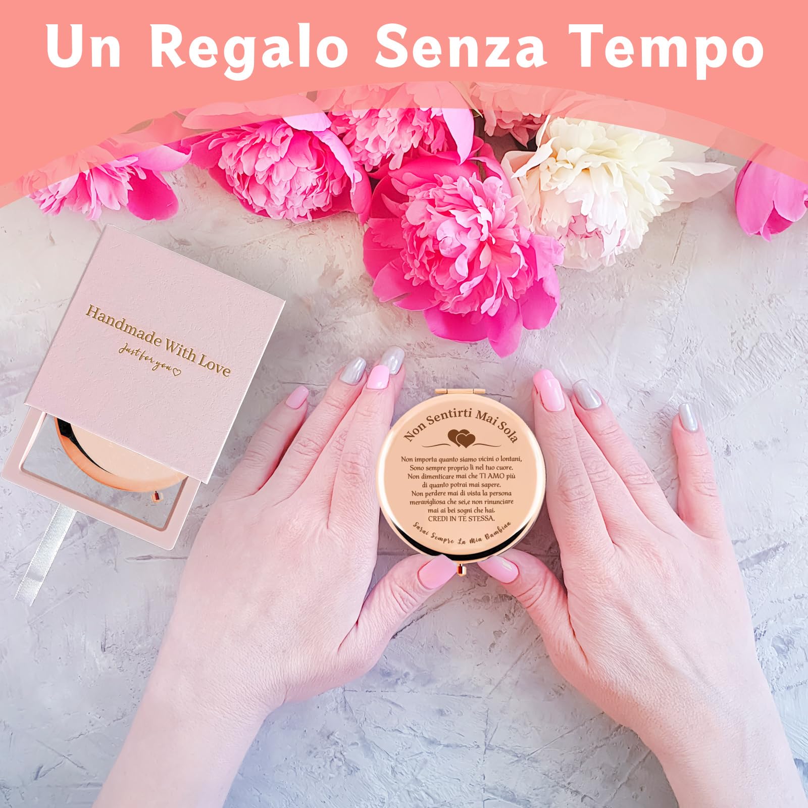 VivaJoy Regalo Figlia -Regalo 18 anni ragazza,Regalo di mamma papà figlia, specchio tascabile elegante, Regalo figlia compleanno, Regali di laurea, perfetto per ogni occasione speciale.