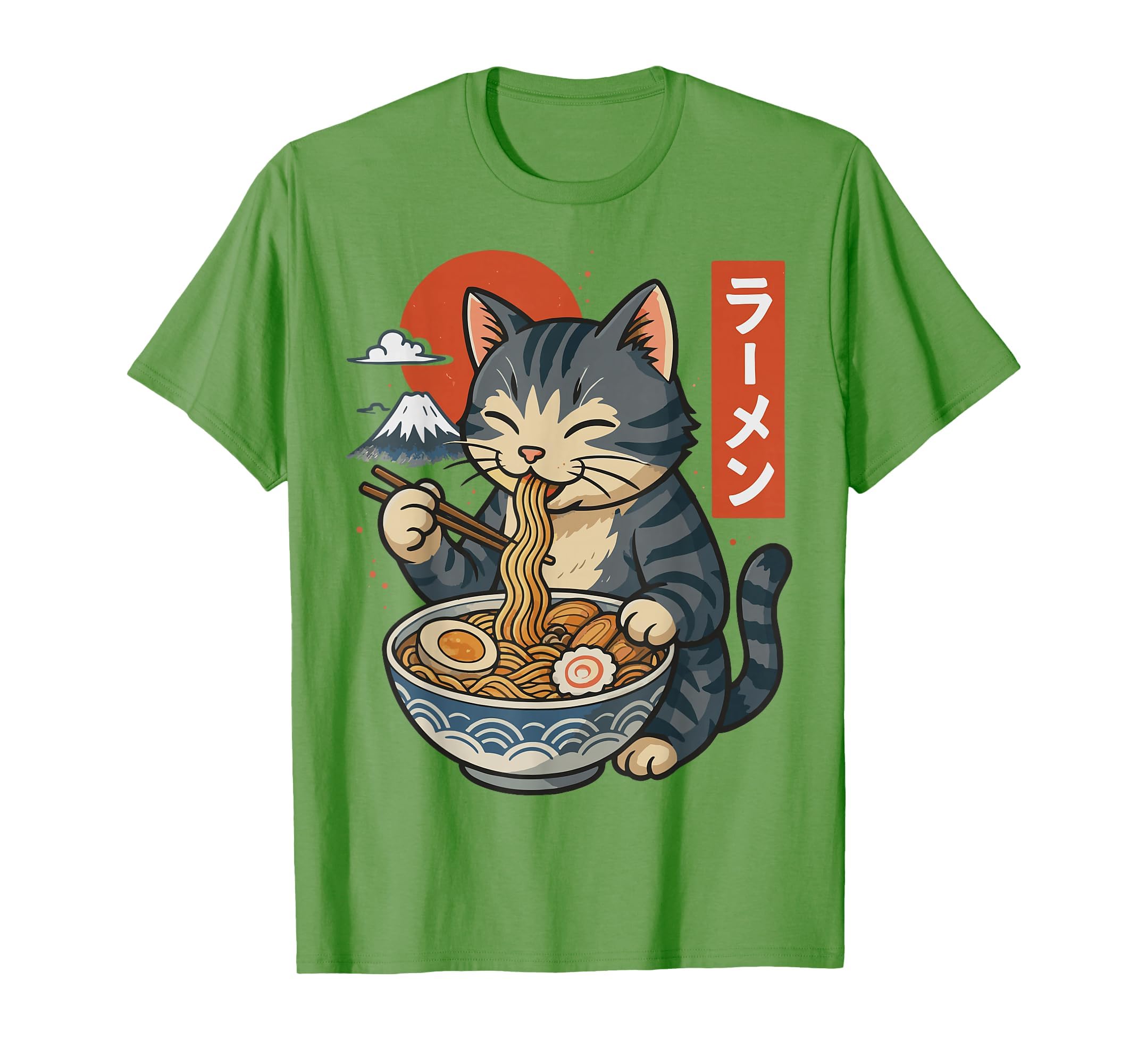 Anime Cat Eating Ramen Retro Kawaii Ramen Cat T-Shirt