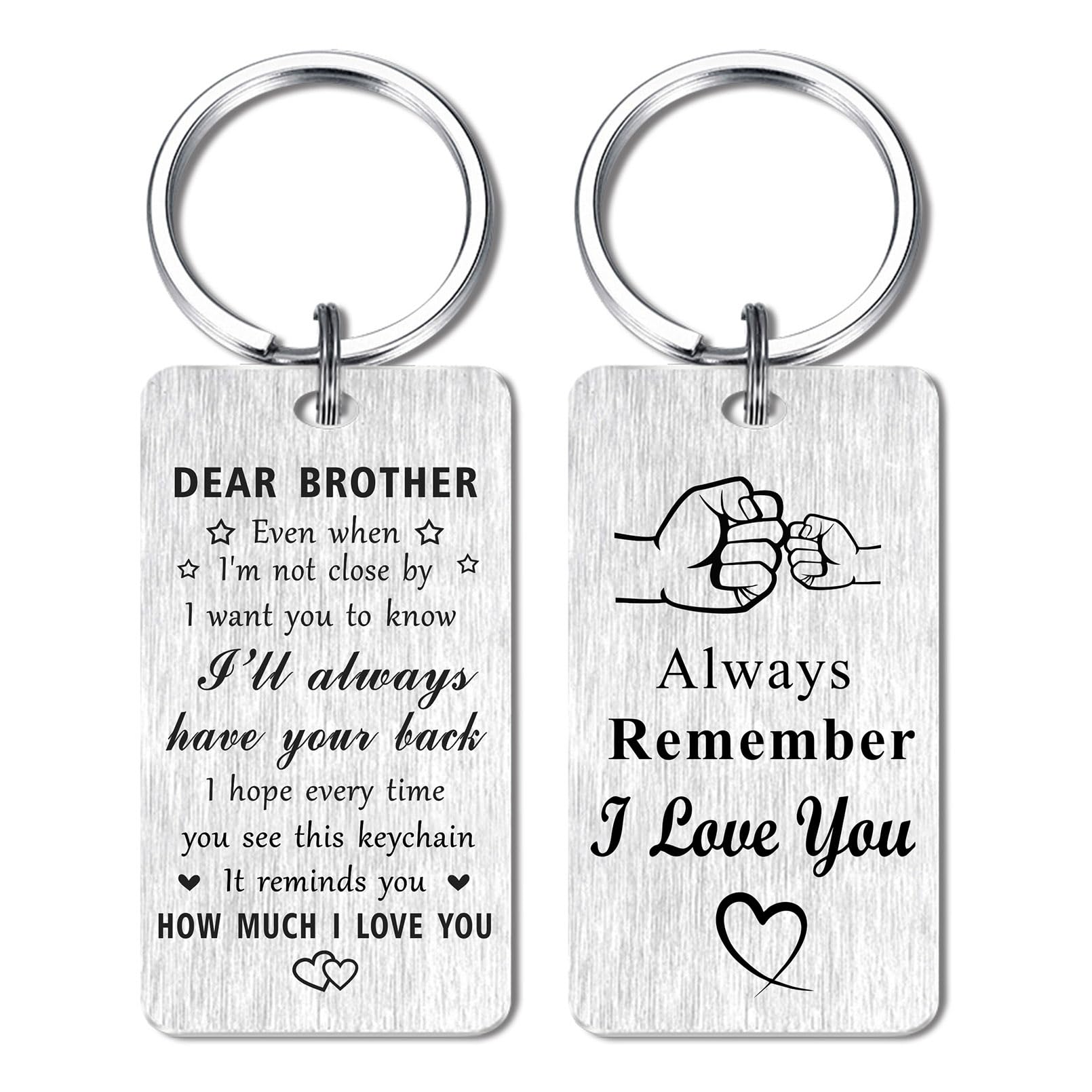 JzxwanBrother Gifts from Sister, I Love You Brother Birthday Keychain, I Will Always Your Back Christmas Key Chain Gifts for Men