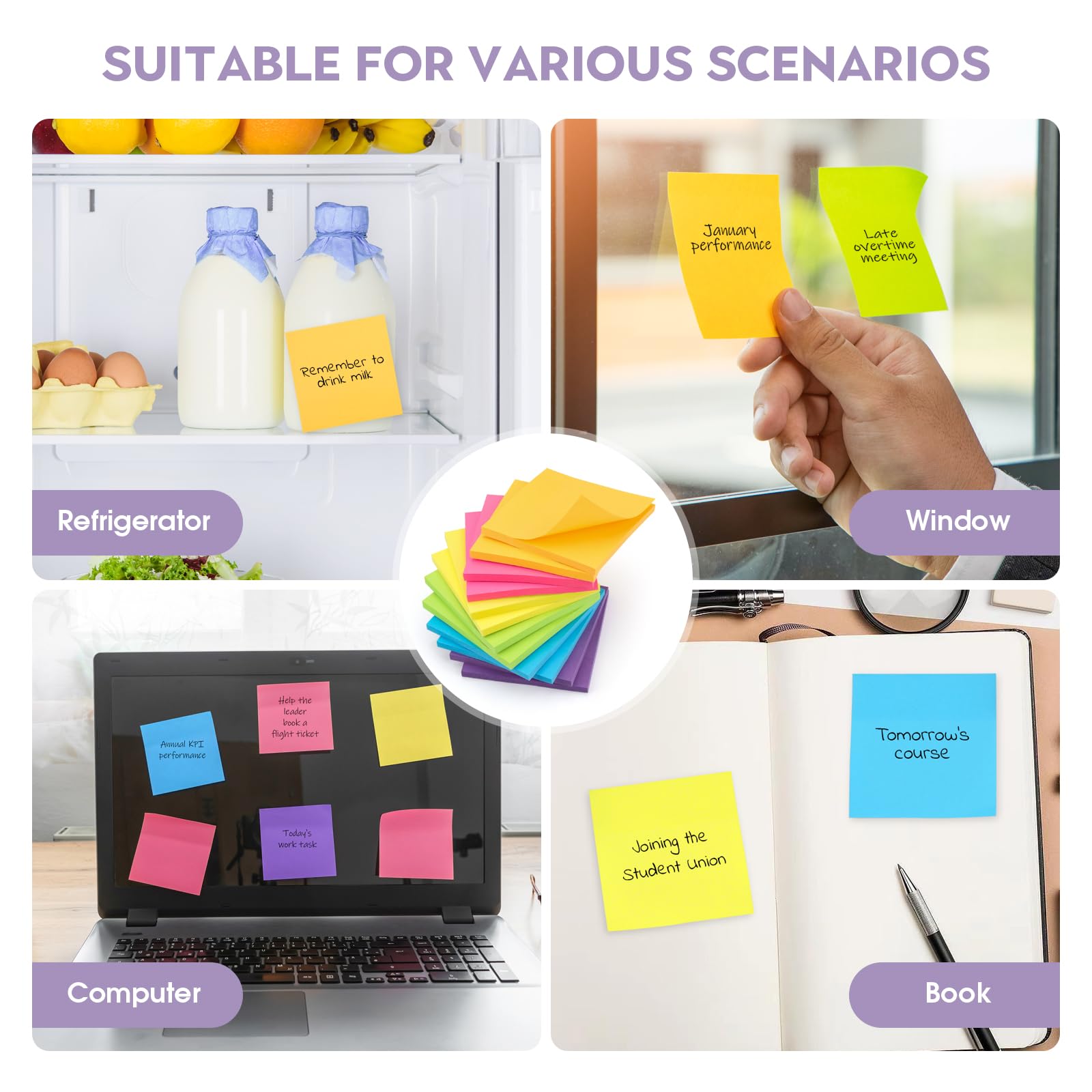 Blocs Notes Repositionnables - 7,6 X 5,1 Cm - Couleurs Vives Assorties - FIDUCIAL