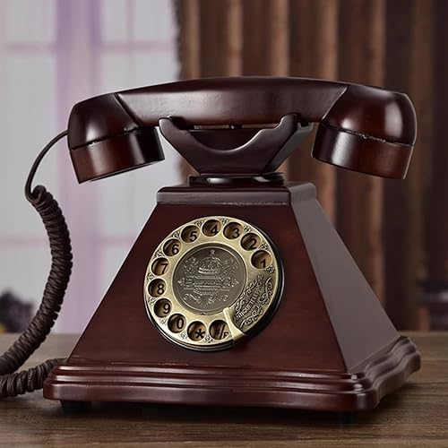 Miniatura 4 de Retro Teléfono de escritorio de madera antigua con cable Teléfono giratorio antiguo de madera Teléfono de escritorio con redireccionamiento