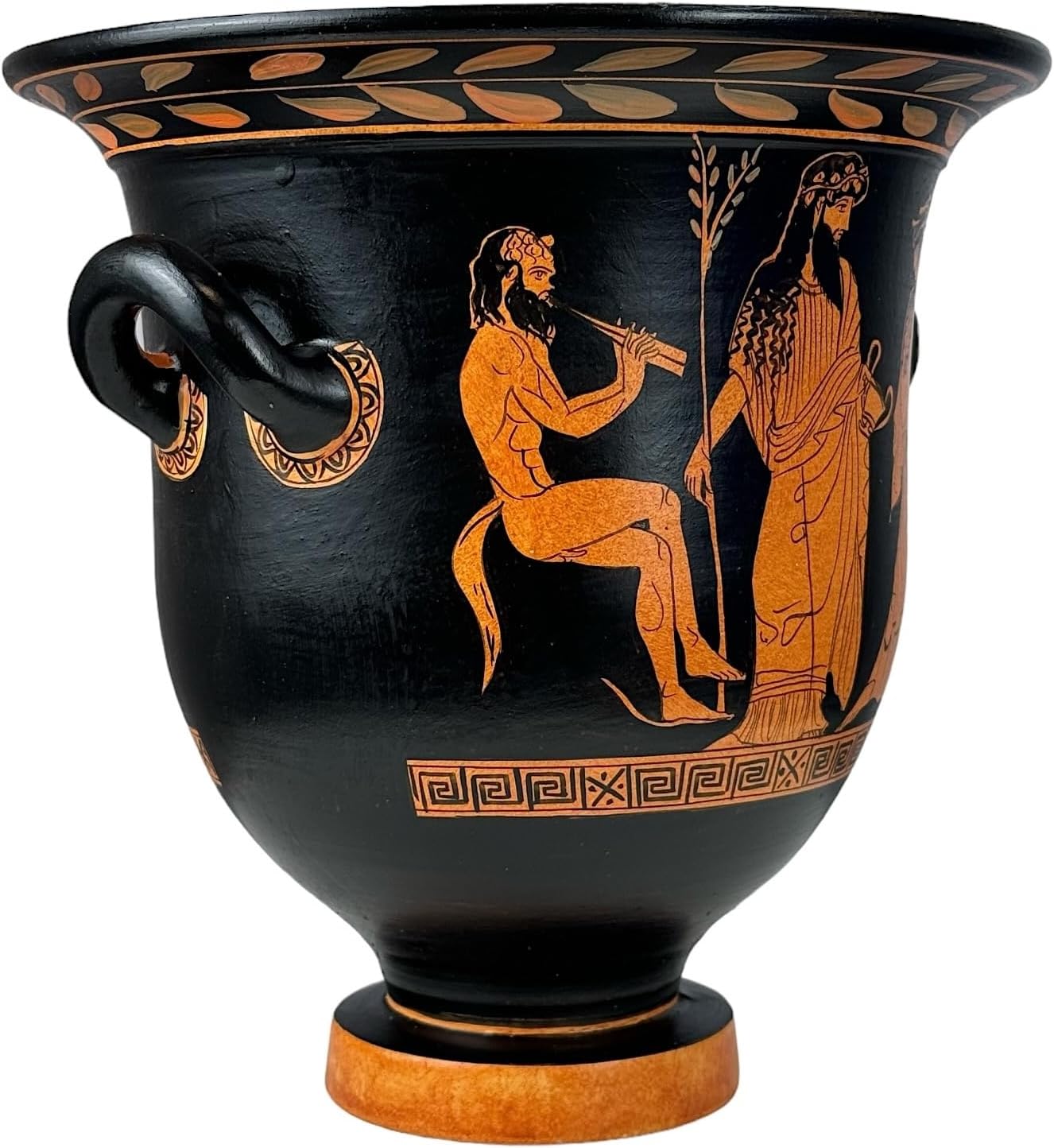 Dionysos with Satyr Death of Orpheus Krater Vase Ancient Greek Pottery Museum Copy