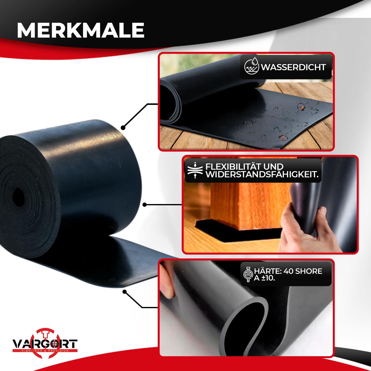 Gummi Streifen/gummistreifen 3mm / Breite 20 cm x Länge 5 m, Dicke 2mm / gummimatte meterware/unterlage Waschmaschine/Gummiplatte/antirutschmatte/Gummi SBR