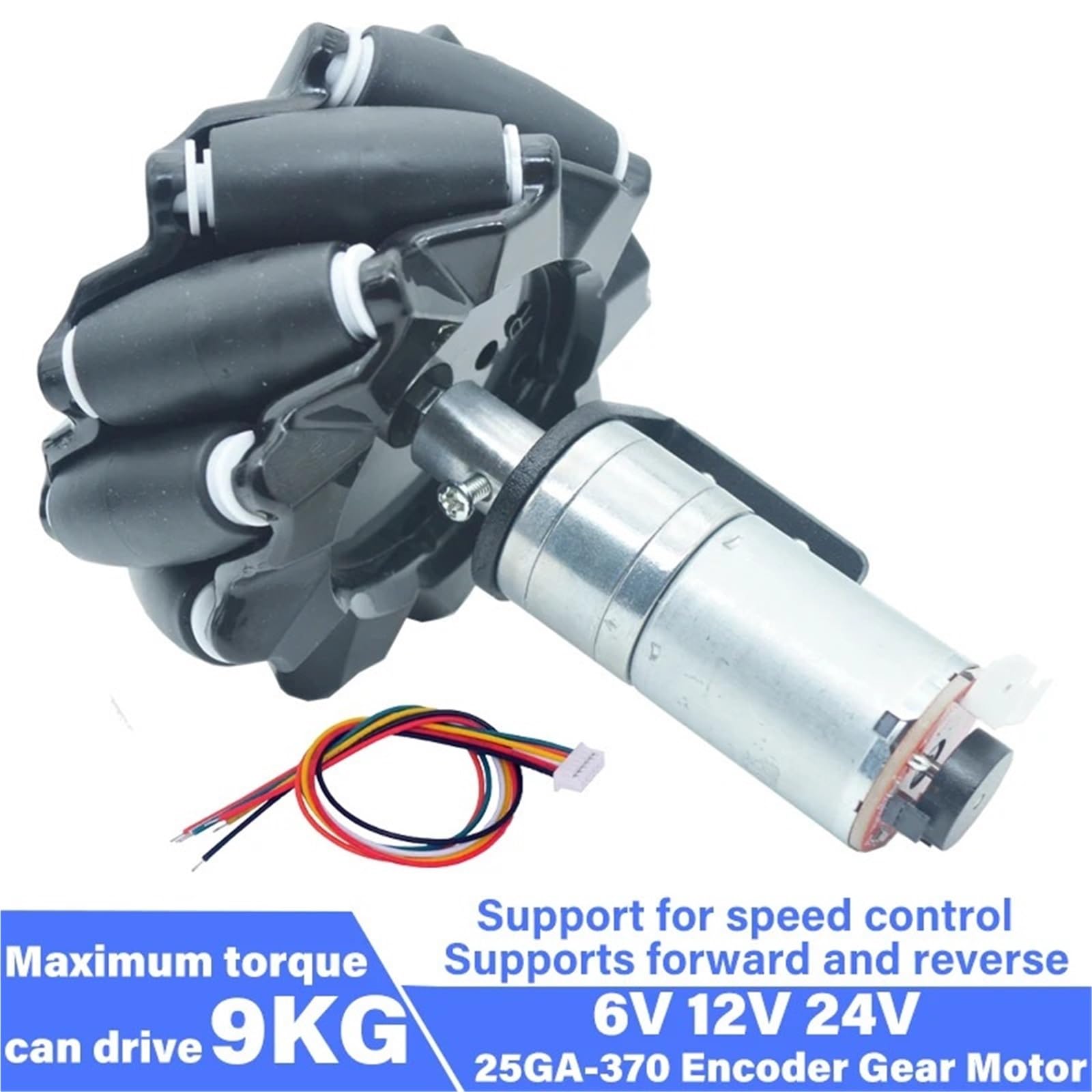 DC 6V 12V 24V JGA25-370 DC-Encoder Getriebemotor Universalrad Omni-Rad McNamee-Rad vorwärts und rückwärts kleine Größe(2PCS(1L 1R),1360RPM,24V)