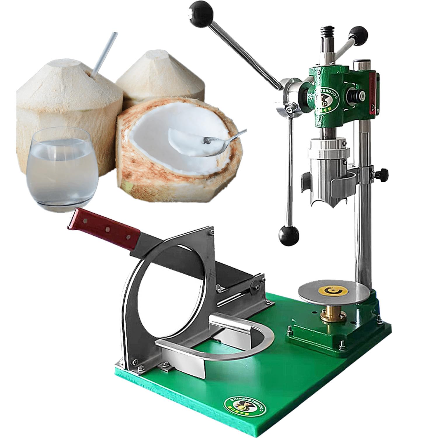 CelyToe Coconut Peeler & Coconut Opener Tool, 2-in-1 Labor Saving Coconut Driller, Adjustable Stand Design to Prevent Slipping, Ideal for Kitchen Resort and Commercial Beverage Use IT-MCP3