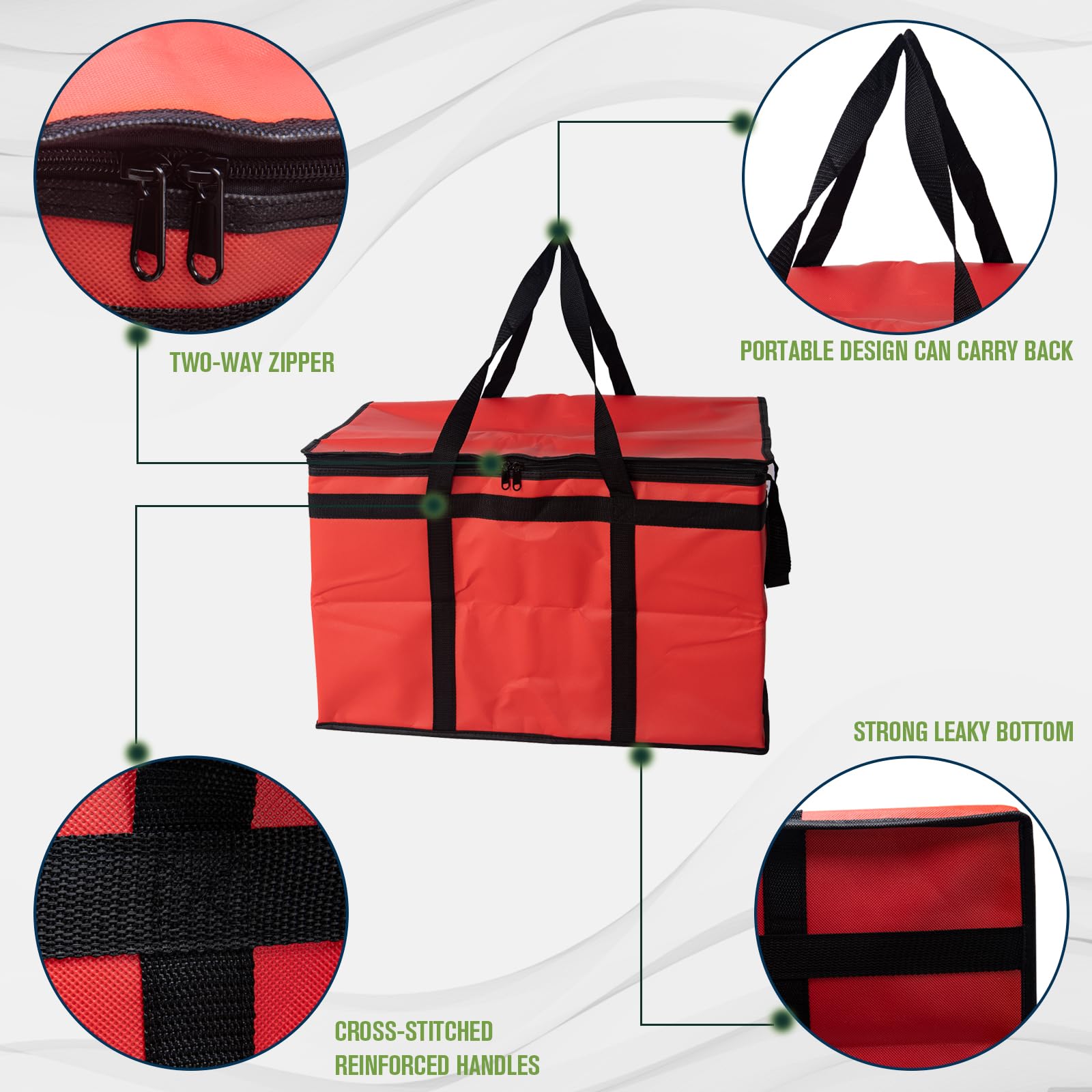 Isolierte Lebensmittel-Liefertasche, XXXL Lebensmittelwärmtasche, kommerzielle Gastronomie-Tasche, Kühltasche, Mahlzeit-Liefertaschen, Thermobeutel für heiße Speisen – isolierte