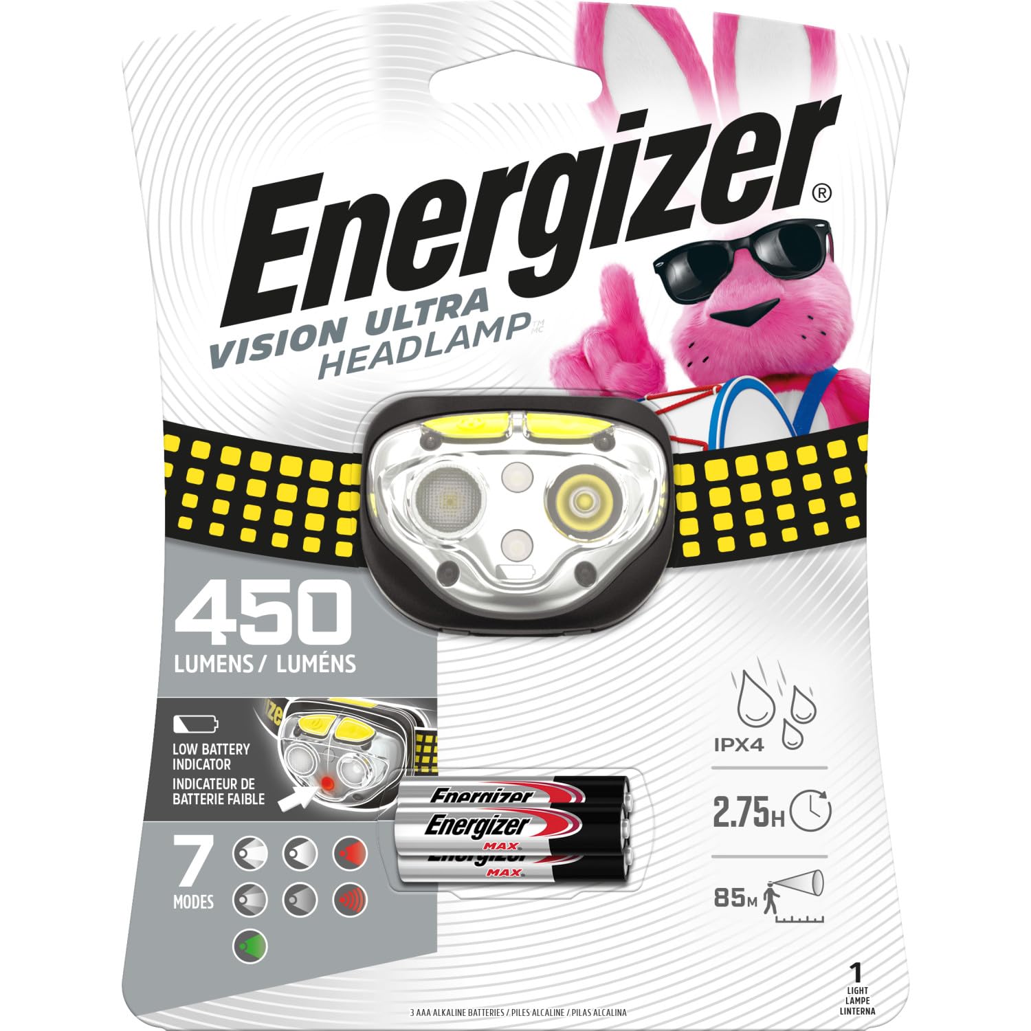 Energizer Vision Ultra Portable Lampe Frontale, 6 Modes, 400 lumens