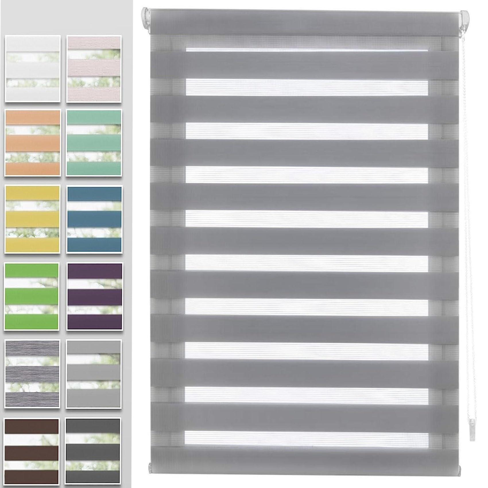 Thermorollo Rollo,Verdunklungsstoff 40x260cm innen lichtdurchlässig & verdunkelnd, Sichtschutz Rollo Reise Verdunklungsrollo inkl. Montagematerial, für Fenster und Tür, Hellgrau