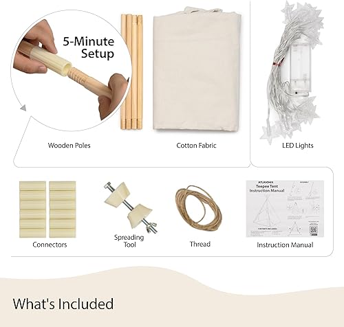 Miniatura 7 de Tienda de campaña tipi para niños, tienda de campaña de algodón para niños, tienda de campaña de juegos para pijamas, tienda de campaña para niños,