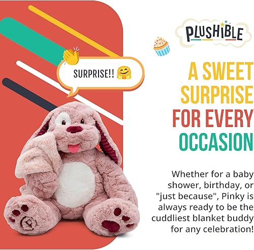 Vista 22 de Benny Bunny Blankie Bestie, 2 en 1 animal de peluche y manta, juguete de peluche sensorial suave regalo para niñas, niños, bebés, niños pequeños