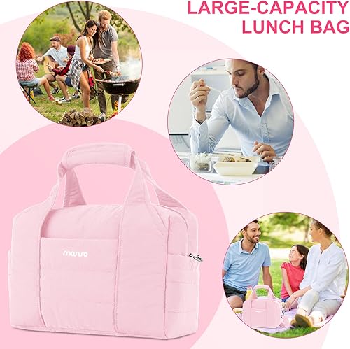 Miniatura 6 de MOSISO Lonchera para mujeres y hombres, bolsa acolchada con aislamiento, de gran capacidad, reutilizable, a prueba de fugas, con bolsillo frontal