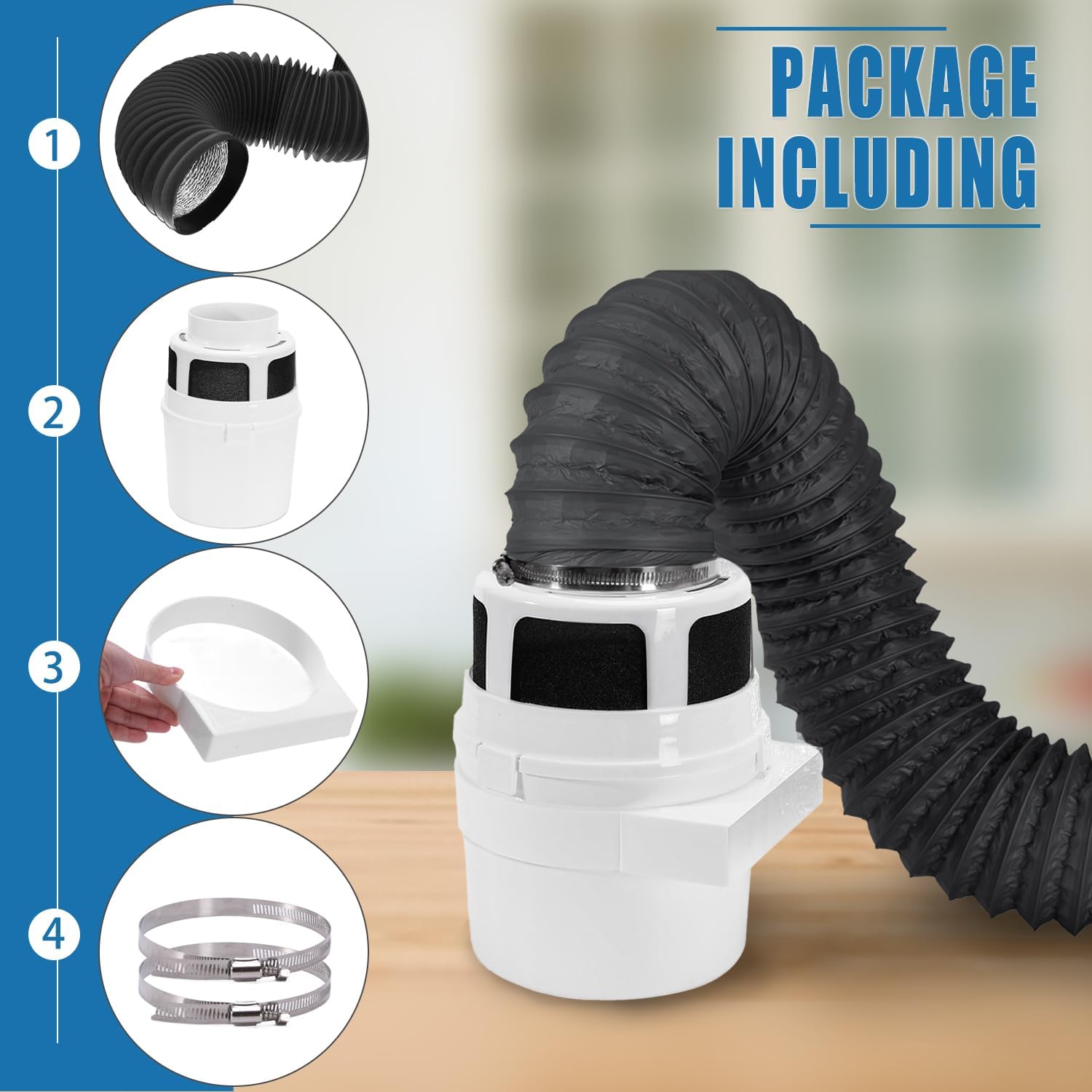 【Upgraded】 3 in 1 Indoor Dryer Vent Kit Lint Trap for Electric Clothes Dryers - with 4-Inch by 5-Feet Double Layer Black Proflex Duct