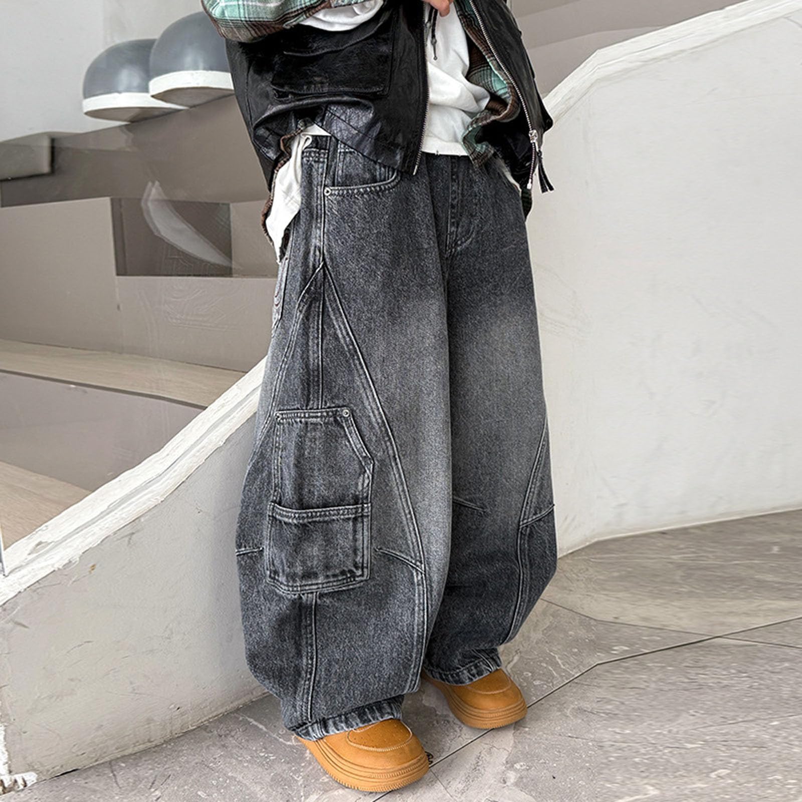 Pantalones Vaqueros Holgados para niños, clásicos, de Pierna Recta, Informales, con Tejido elástico cómodo para niños y