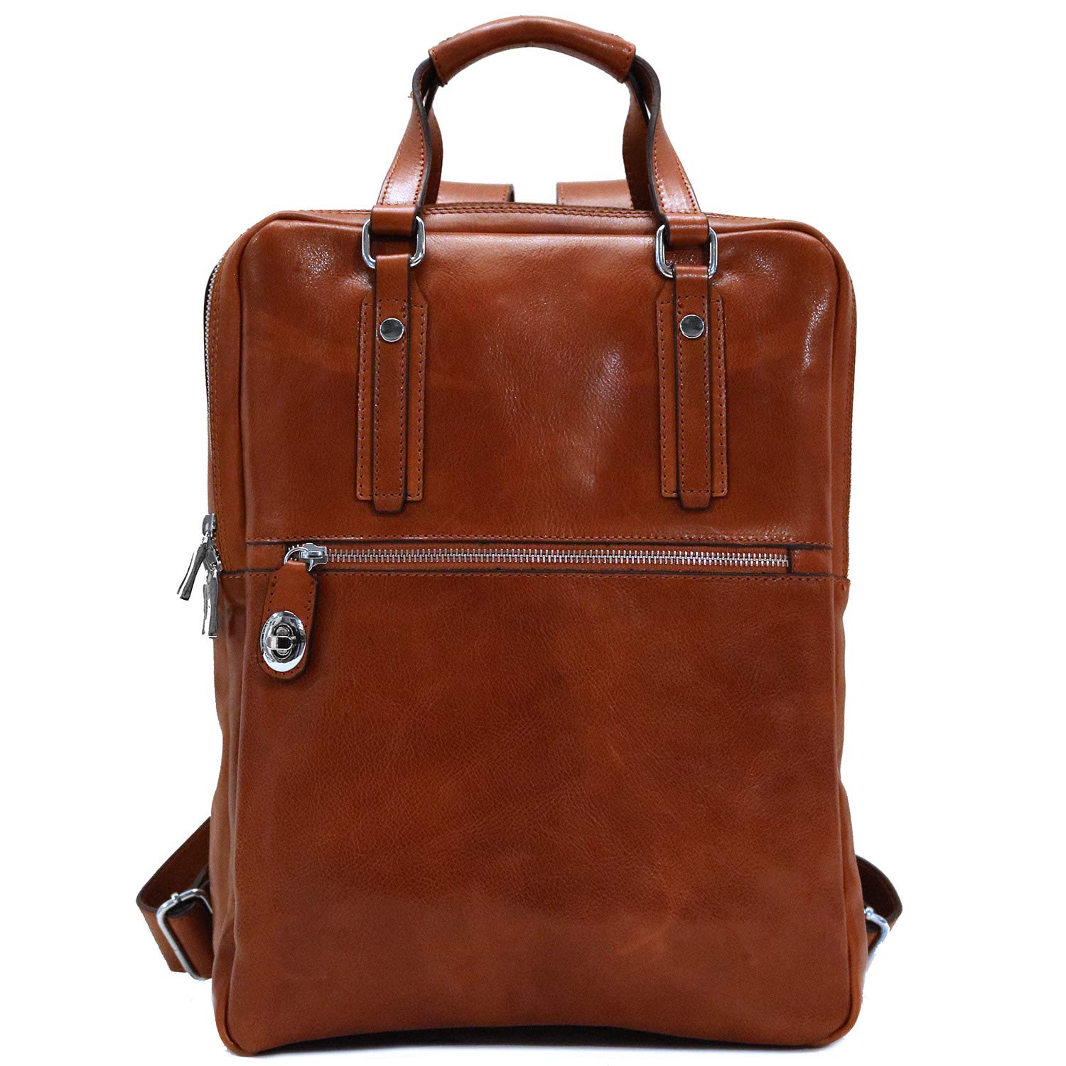 Floto Firenze Top Handle Leather Backpack with Laptop Storage (Olive  (Honey) Brown)