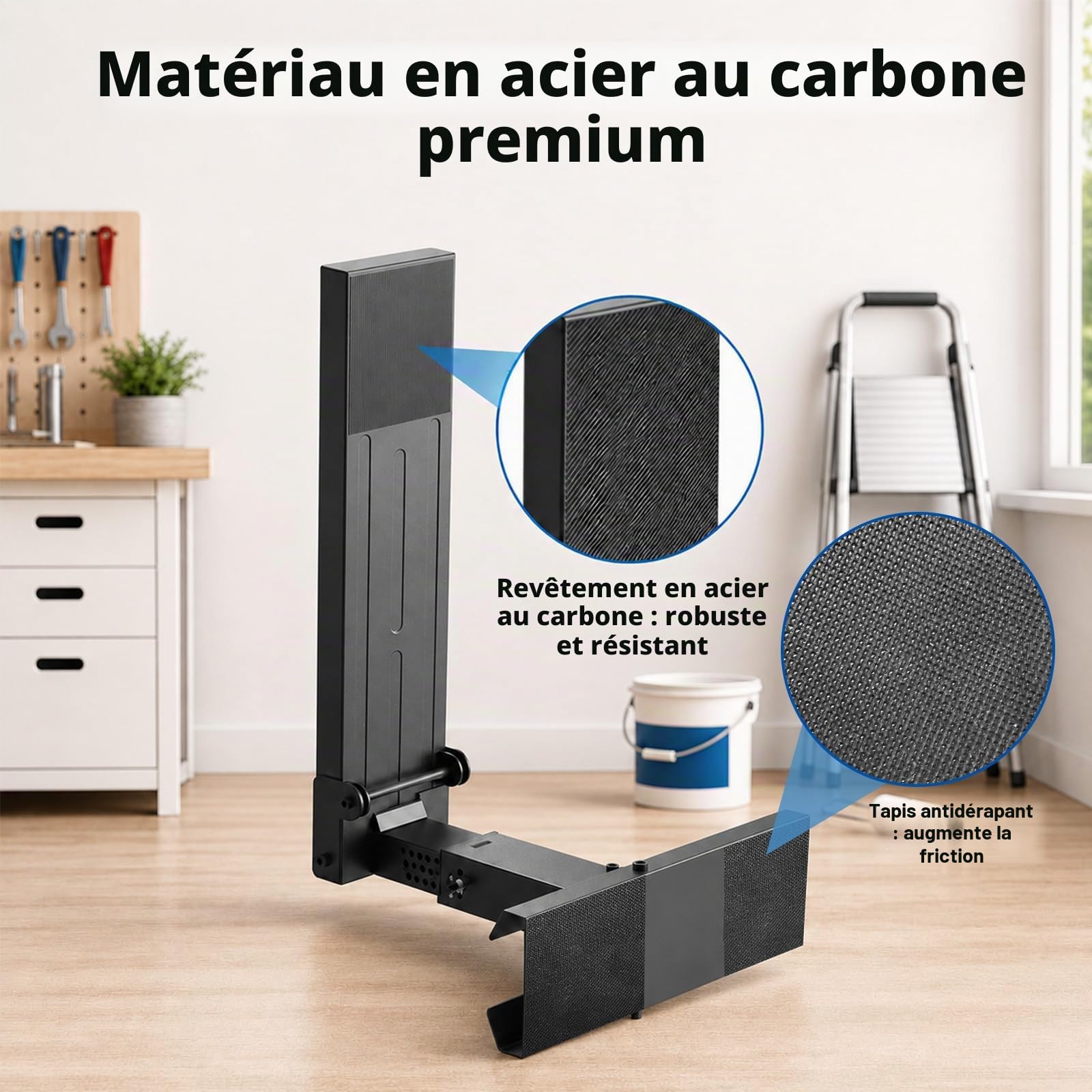 Rallonge d'échelle Pliable, Hauteur réglable de 30 à 46 cm, en Acier de Haute qualité, pour escaliers avec Tapis antidérapant, permettant d'aligner Les échelles, capacité de Charge 350 kg