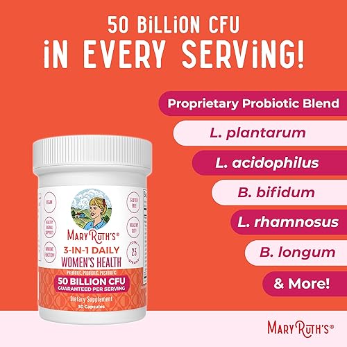Miniatura 7 de MaryRuth's Probióticos de salud diaria 3 en 1 para mujeres Suplemento de apoyo hormonal y salud intestinal para mujeres Probiótico para mujer 50