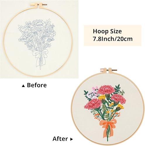 Miniatura 5 de KAMEUN Kits de bordado temáticos para el Día de la Madre para adultos principiantes, 3 juegos de bordado para principiantes de bordado, kits de