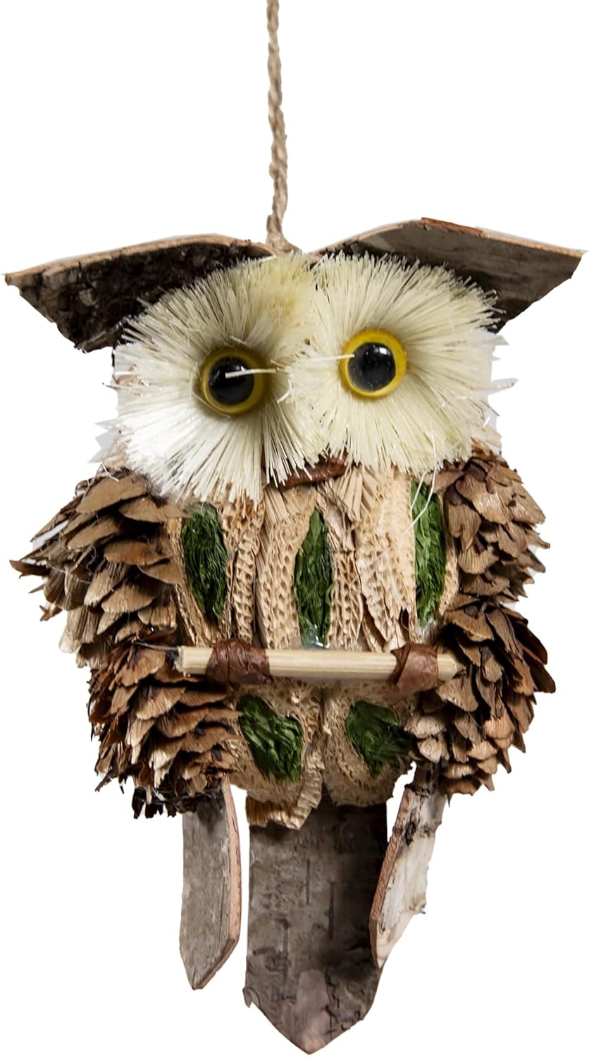 Cartanfill-Woodland Animal Owl Ornaments, Wood and Sisal, Set of 6 Assorted, Christmas Tree, Thanksgiving - Image 7