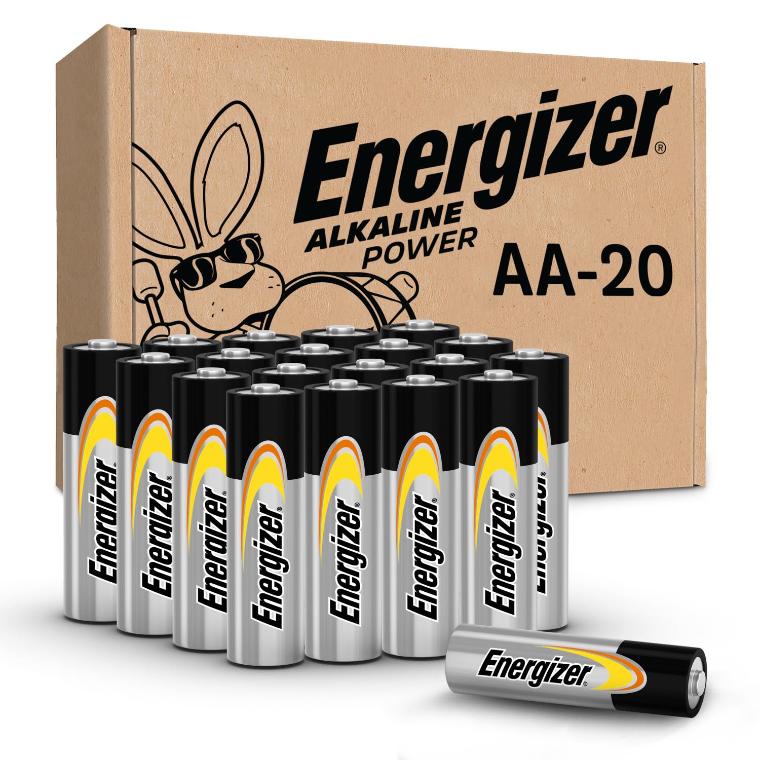 Energizer AA Batteries Alkaline Power 20 Count Alkaline Double A Battery Pack