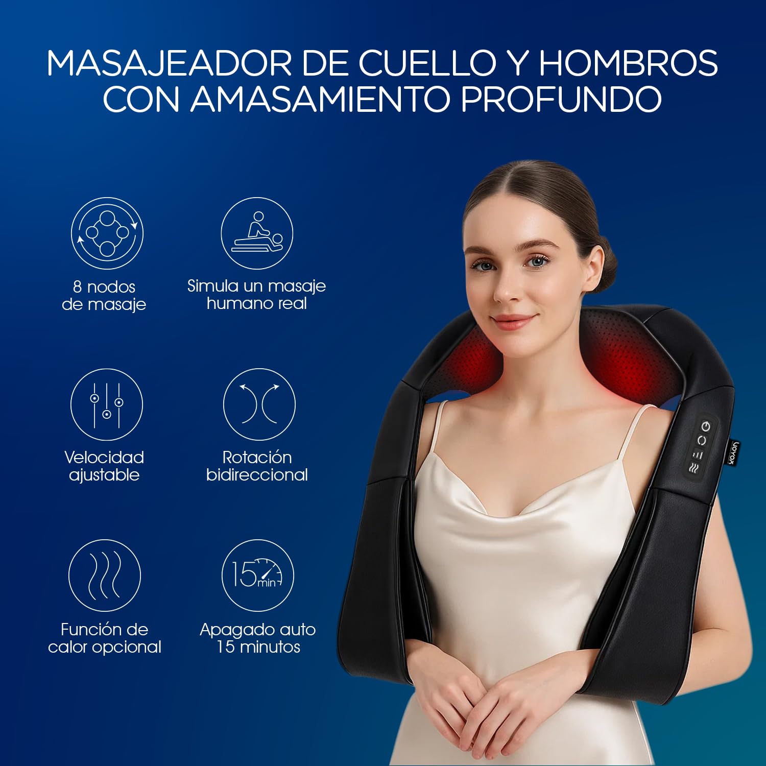 Masajeador Cervical Shiatsu Eléctrico para Cuello y Hombros Negro